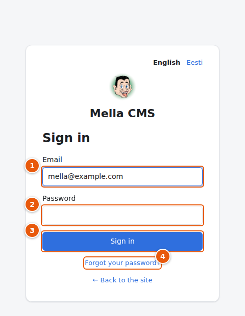 The sign-in screen