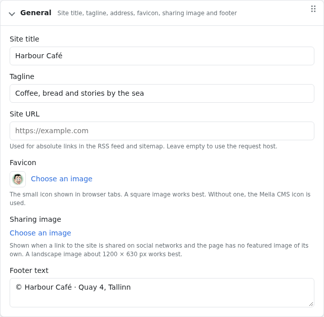 General settings