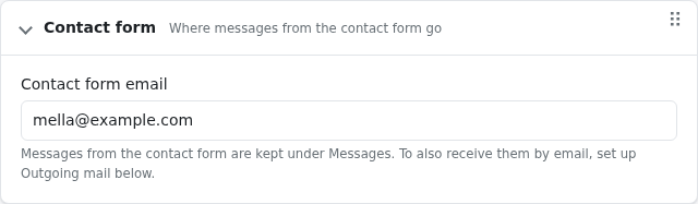 Contact form settings