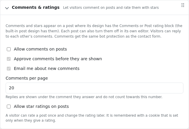 Comments and ratings