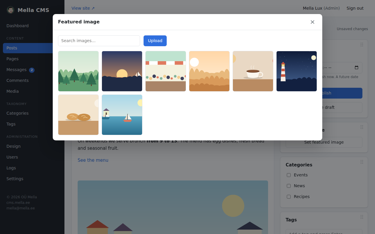 Choosing the featured image