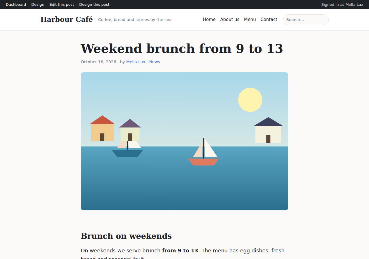 The post on the public site