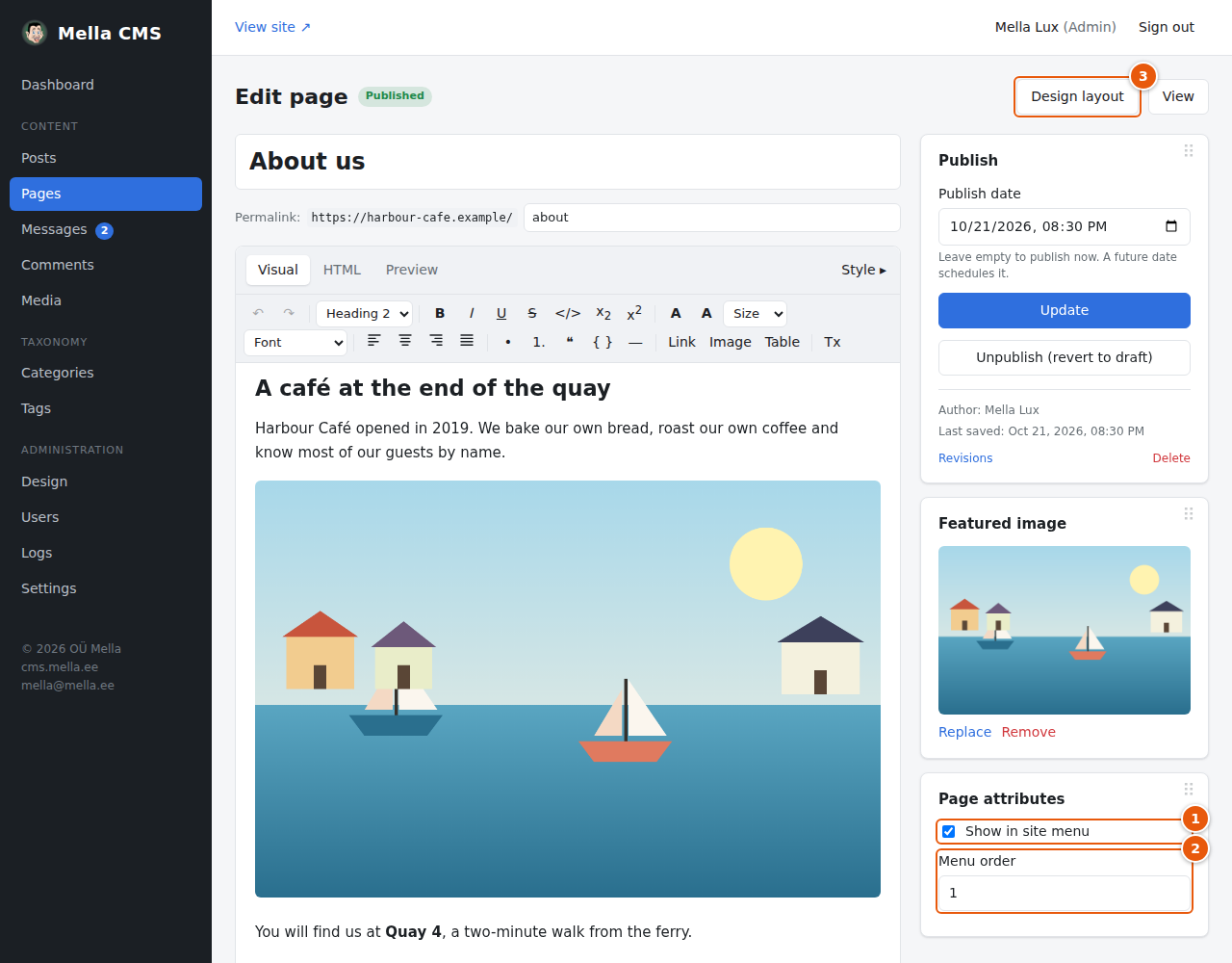 A page in the editor
