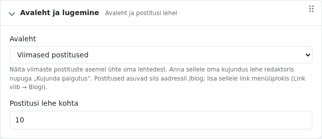 Avaleht ja lugemine