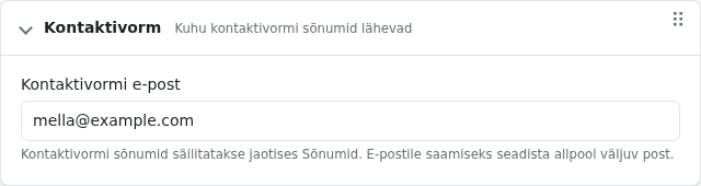 Kontaktivormi seaded