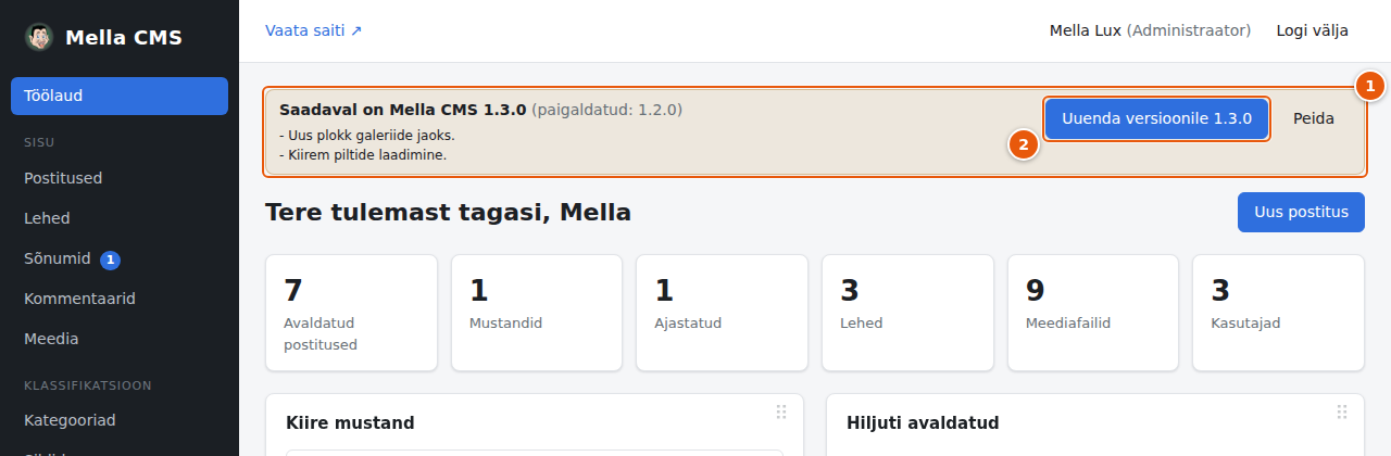 Teade uue versiooni kohta