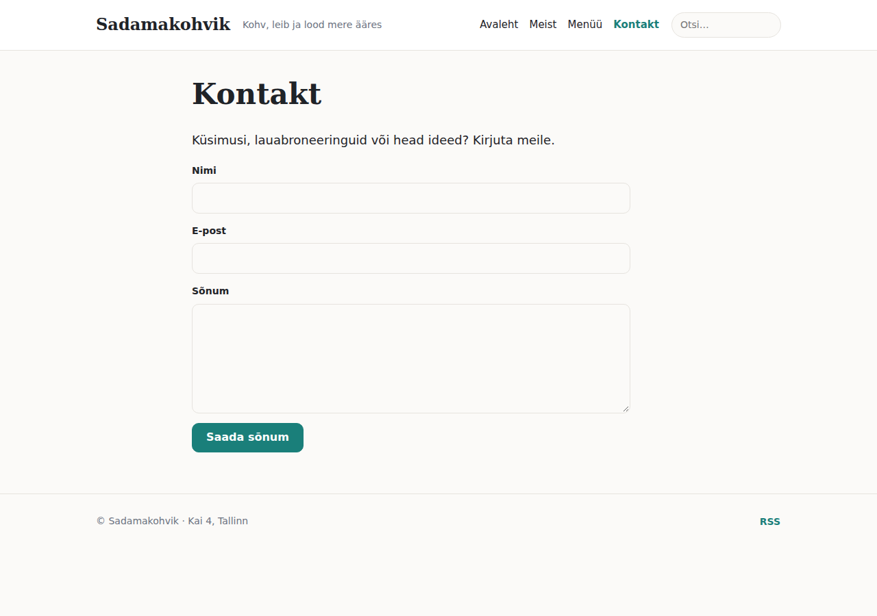 Kontaktivorm avalikul saidil