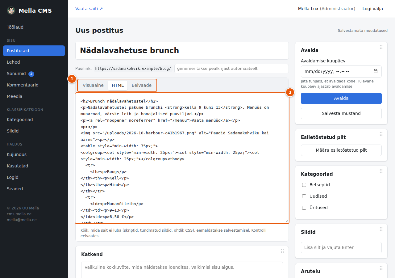 HTML-vaade